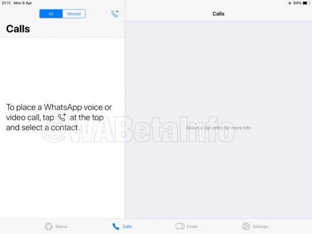Anrufe via Whatsapp am iPad