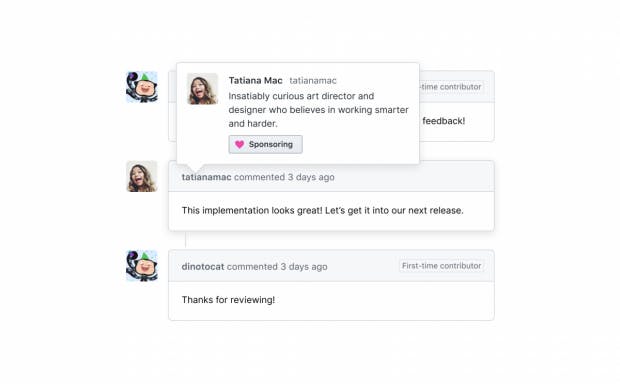 Profildeki yeni bir dÃ¼Ämeye ek olarak GitHub'taki sponsorluk fÄ±rsatÄ± da yorumlarda gÃ¶steriliyor.  (FotoÄraf: Github)