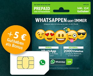 WhatsApp SIM mit fünf Euro Startguthaben