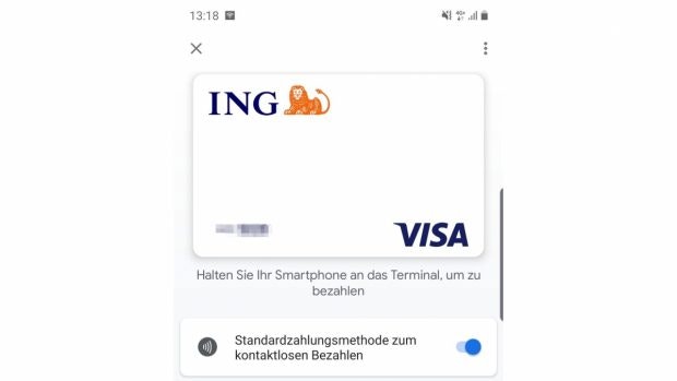 Google Pay mit Ing-Visa-Karte . (Screenshot: t3n)