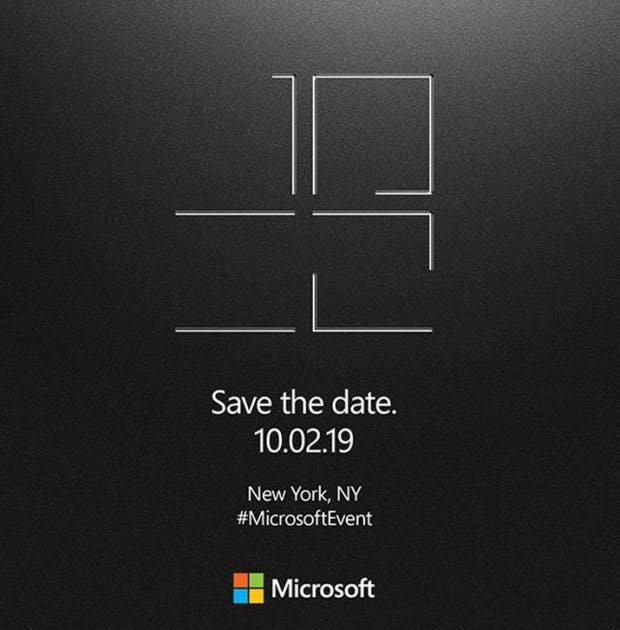Das Microsoft Surface Event 2019 findet am 2. Oktober in New York statt. (Bild: via The Verge)