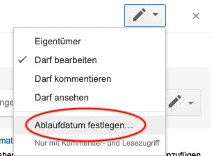 Dateifreigabe-Ablaufdatum in Google Drive zeitlich begrenzen.