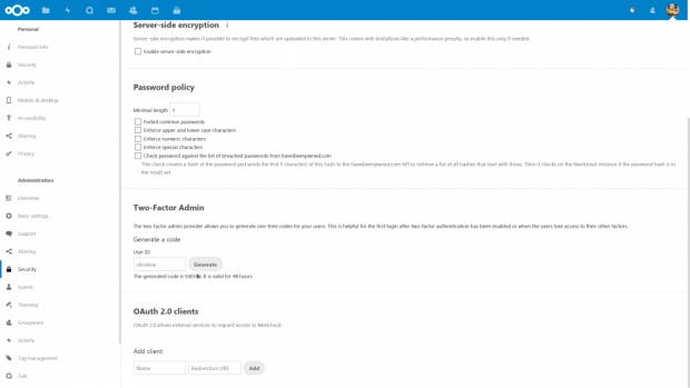 Zwei-Faktor-Authentifizierung mit Einweg-Tokens in Nextcloud 17.