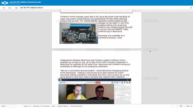 Wasserzeichen in Dokumenten in Nextcloud 17 einfügen.