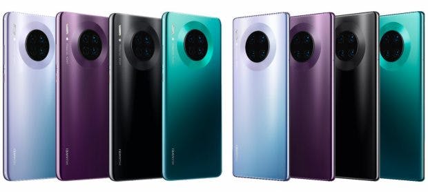 Alle Farben des Huawei Mate 30 und 30 Pro. (Bild: Evleaks)