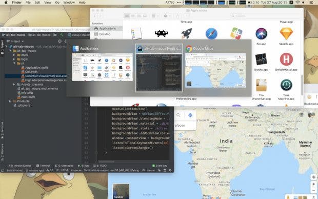 Das Open-Source-Tool lässt euch durch alle geöffneten Fenster wechseln – genau wie unter Windows. (Screenshot: lwouis / Github)