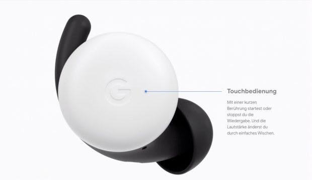 Googles Pixel Buds True-Wireless-Stöpsel unterstützen Touchbedienung. (Bild: Google)