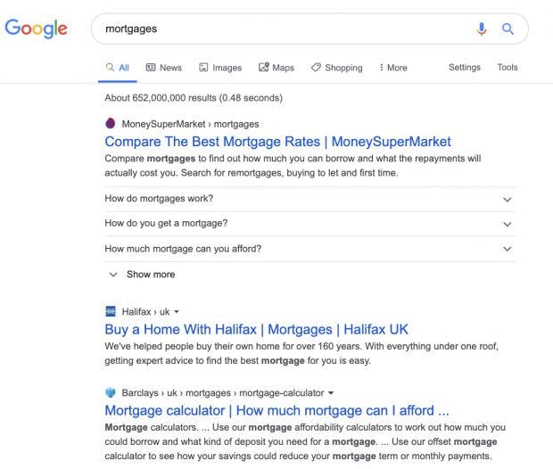 .com oder wie jetzt? Google testet offenbar Suchergebnisse ohne die Anzeige der URL. (Screenshot: u/LopsidedNinja / Reddit)