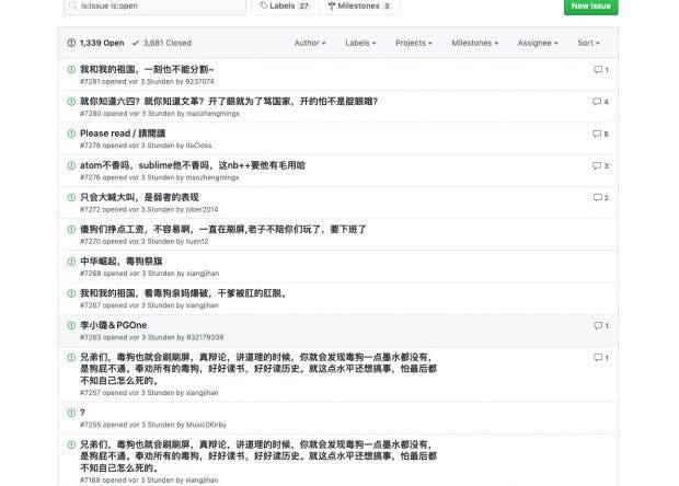 GitHub-Issues zu Notepad++: Nach Verbesserungen oder neuen Features wird derzeit nicht gefragt. (Screenshot: Github / t3n)