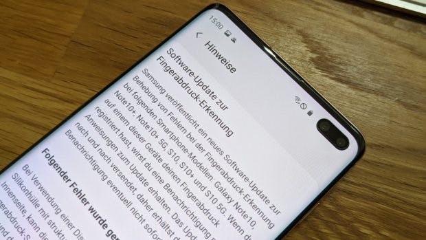 Das Update für den Fingerabdruckleser des Samsung Galaxy S10/Note 10 ist unterwegs. (Foto: t3n)