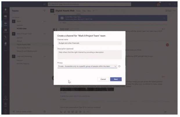 Private Channels in Microsoft Teams.