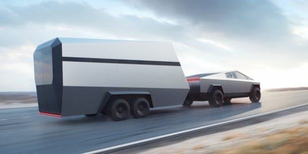 Tesla Cybertruck mit Anhänger. (Bild: Tesla)