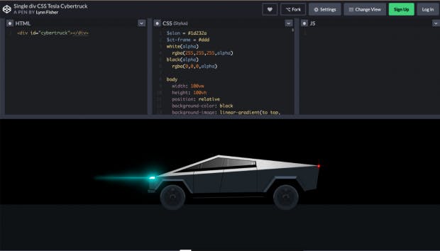 Lynn Fishers Codepen. (Screenshot: t3n.de)
