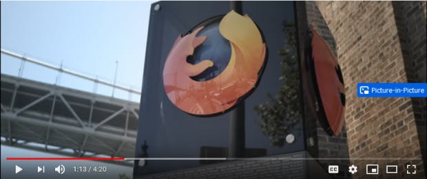 Video-Pop-Out-Button im Video in Firefox 71.