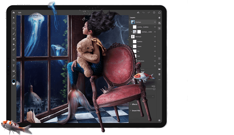 Ein Projekt ist in Photoshop für das iPad geöffnet