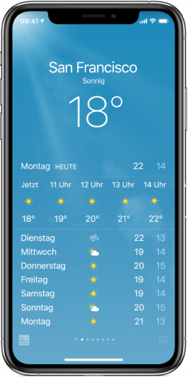 Wetter heißt die vorinstallierte App von Apple auf dem iPohe.