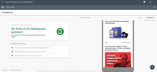 Googles Mobile-Friendly-Test