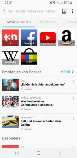 Firefox auf Android.