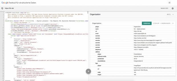 Googles Testtool für strukturierte Daten