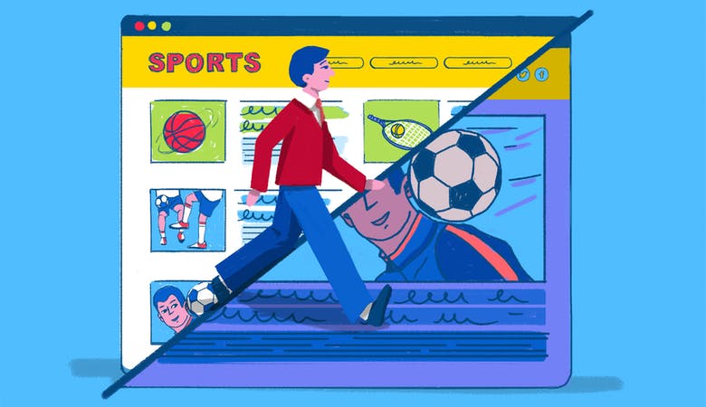 Eine Illustration, die Sportinhalte auf einer Website zeigt