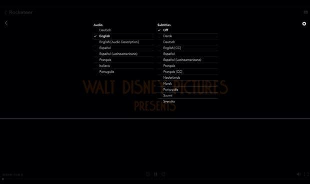 Disney Plus: In the language selection you will find a small gear ... (Screenshot: t3n)