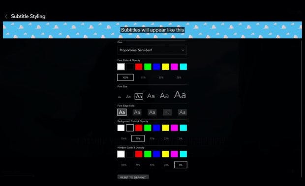 Disney Plus offers customizable subtitle settings. (Screenshot: t3n)