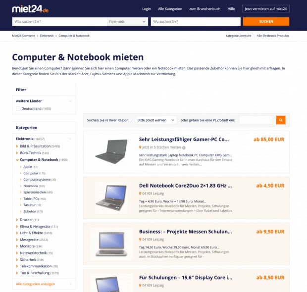Miet24.de Webseite