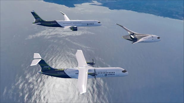 Zero E Konzept Airbus Zeigt Emissionsfreie Flugzeuge Mit Wasserstoffantrieb