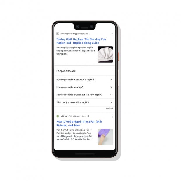Improved “People also ask” box from Google