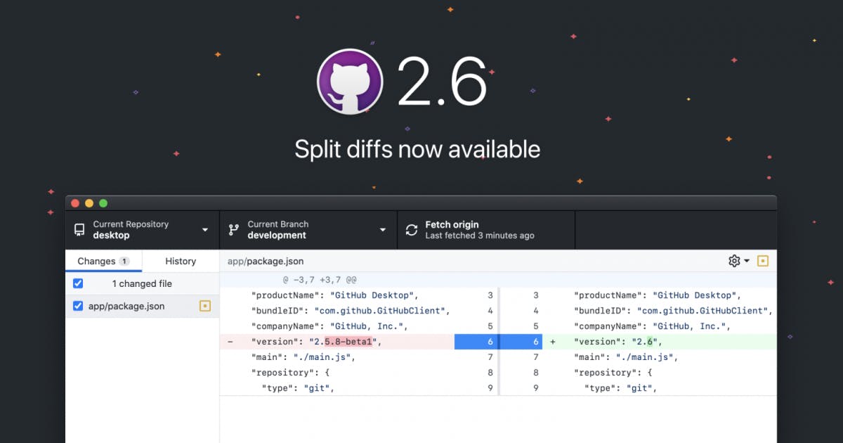 Github Desktop Fuhrt Split Diffs Ein