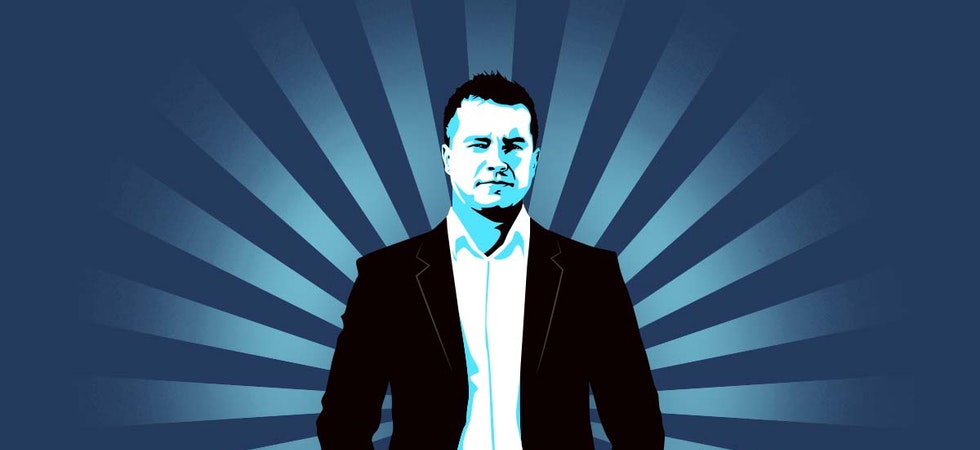 Bild von Gregor Primus, verantwortlich bei Microsoft für Channel-Sales, in abstrahierter, comichafter Aufmachung mit grafischen Elementen