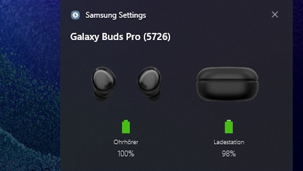Samsungs Galaxy Book Pro 360: Die Ohrstöpsel des Herstellers sind einfach zu koppeln. (Screenshot: t3n)